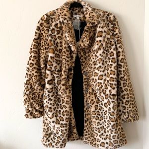 NWT Wild Honey Faux Fur Leopard Print Coat